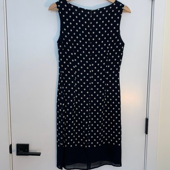 Tessuto Fully Lined Polkadot Navy Shift Dress - Size 4 - Picture 4 of 9